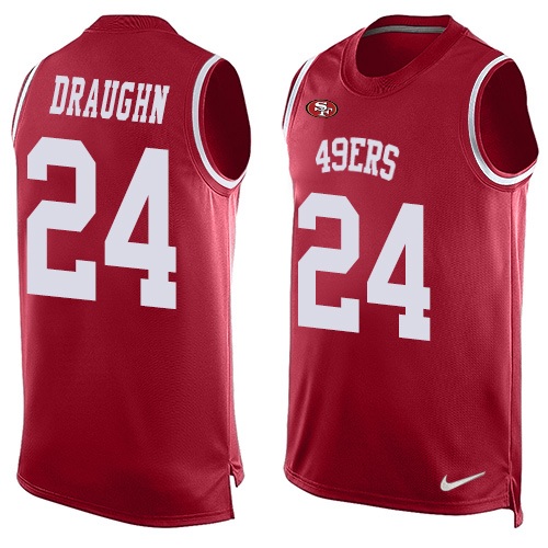 Men's Limited Shaun Draughn Nike Jersey Red - #24 Player Name & Number Tank Top NFL San Francisco 49ers